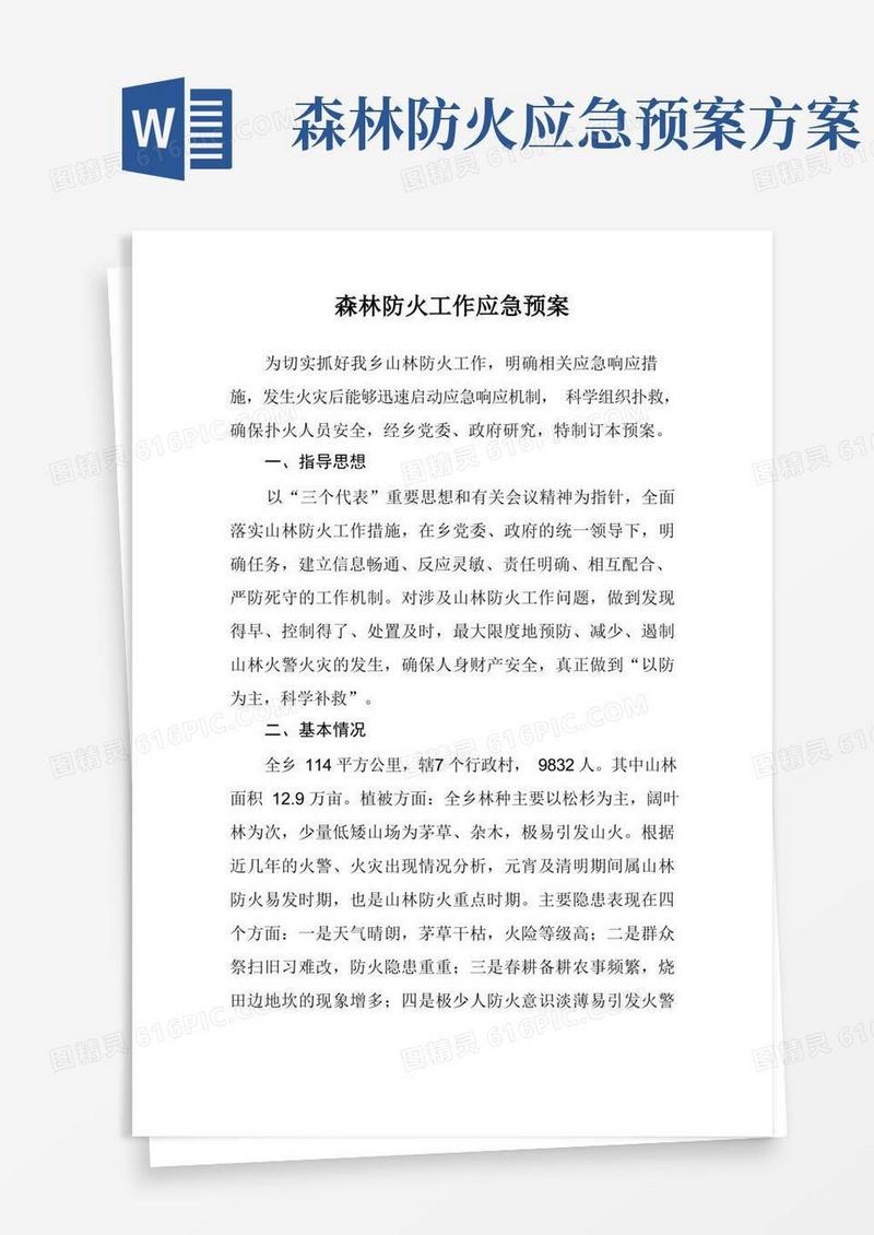 森林防火工作应急预案