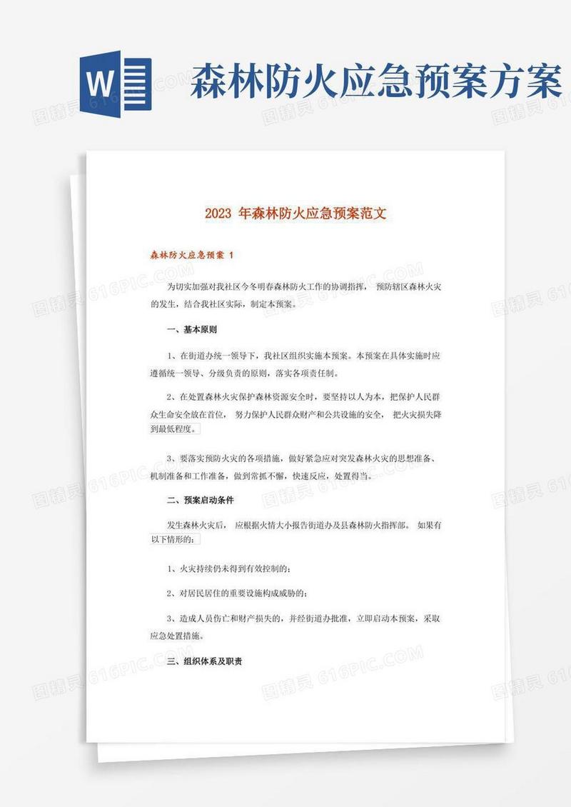 2023年森林防火应急预案范文