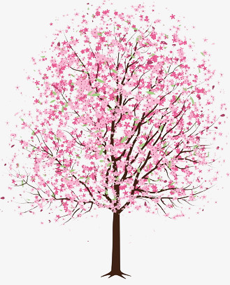 手绘樱花树