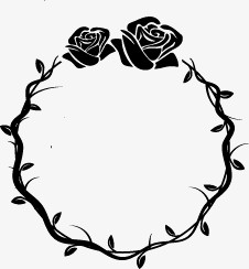 黑白玫瑰花边框