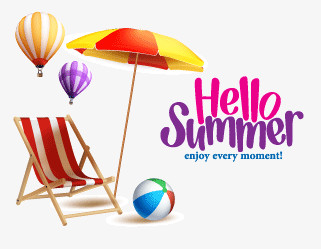 summer  夏日 遮阳伞 沙滩椅 热气球