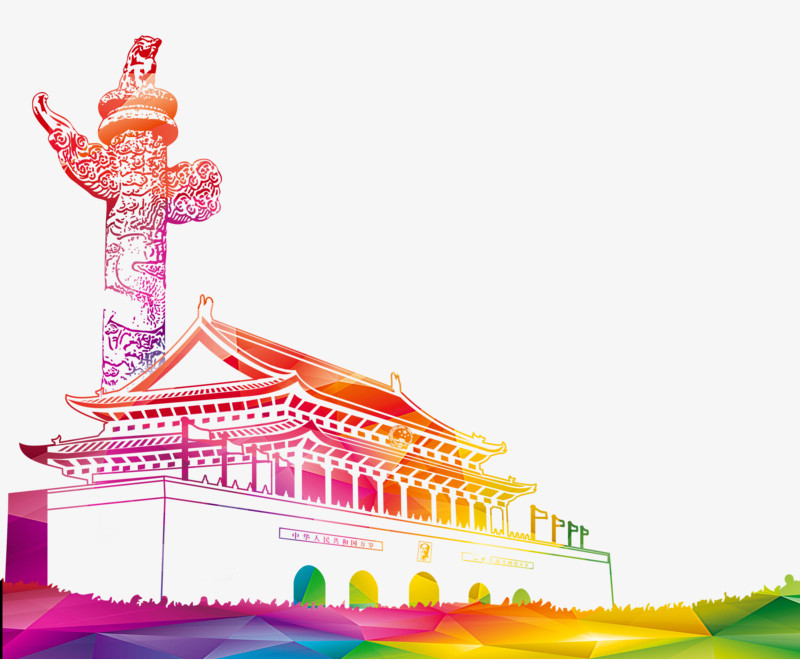 国庆节两会天安门华表手绘