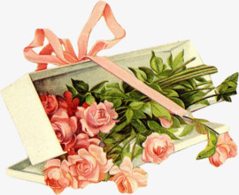 花饰图片手绘花饰  精美玫瑰花礼盒
