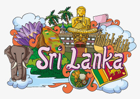 斯里兰卡建筑文化旅游宣传矢量