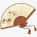 中国风剪影卡通古典素材 中国风扇子折扇