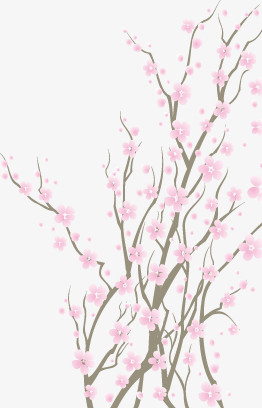 卡通春天唯美桃花树枝