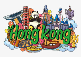 香港矢量城市地标建筑文化旅游宣传
