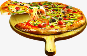 餐桌上的披萨俯视图矢量素材图片