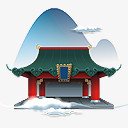 中国风剪影手绘古典图片 中国风建筑宫殿