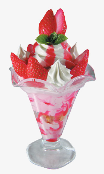 手绘冰淇淋素材饮料矢量图 草莓冰淇淋甜筒