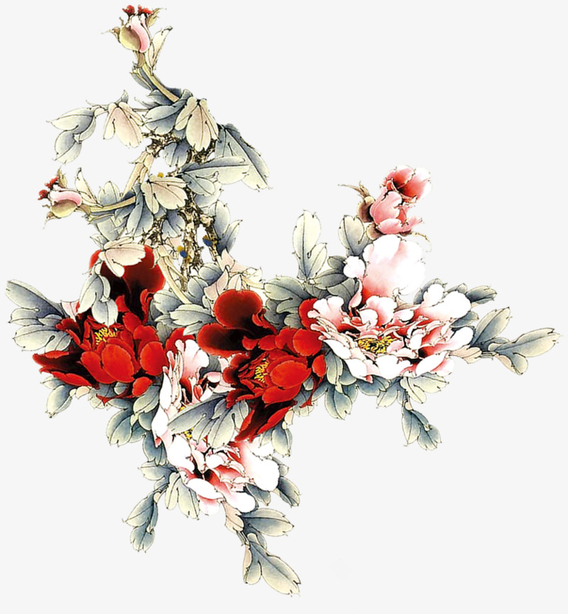 手绘古典图片手绘素材 中国风牡丹花