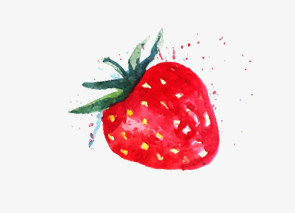 卡通手绘水彩草莓