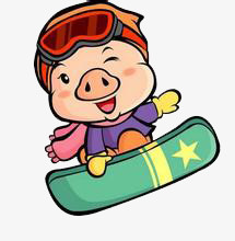 卡通猪滑雪图案