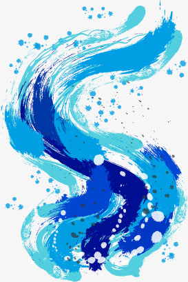 蓝色笔刷海洋装饰图案