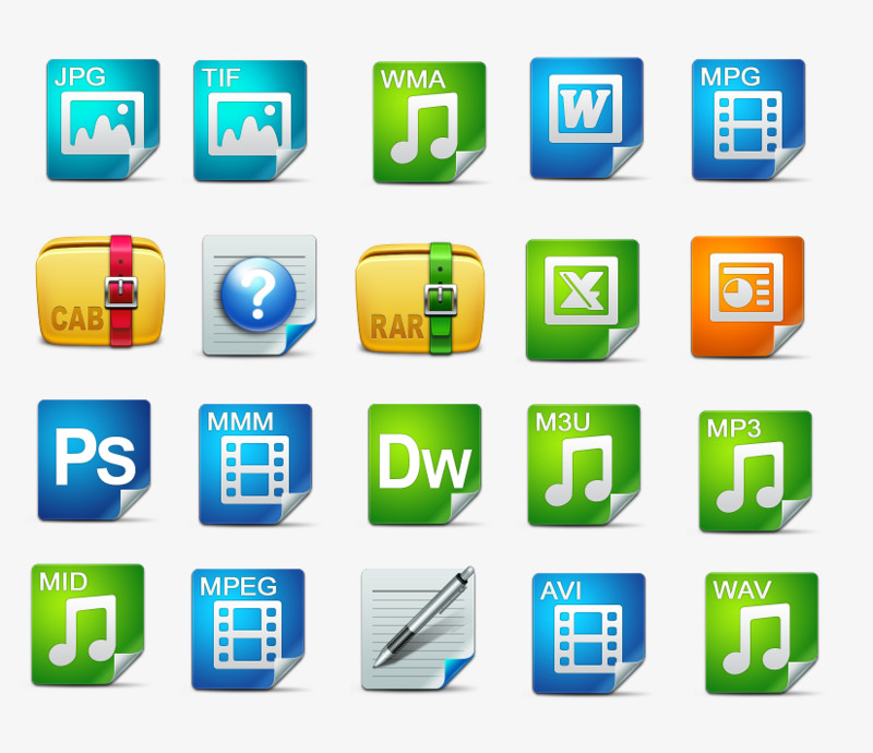 各种文件格式png图标