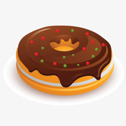 手绘水彩甜甜圈蛋糕矢量