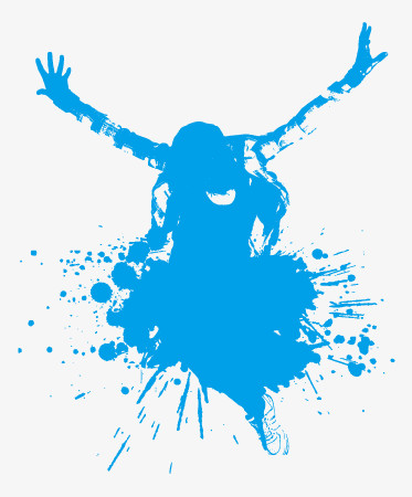 蓝色抽象设计跳跃人物潮流图案