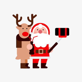 圣诞老人与鹿的自拍
