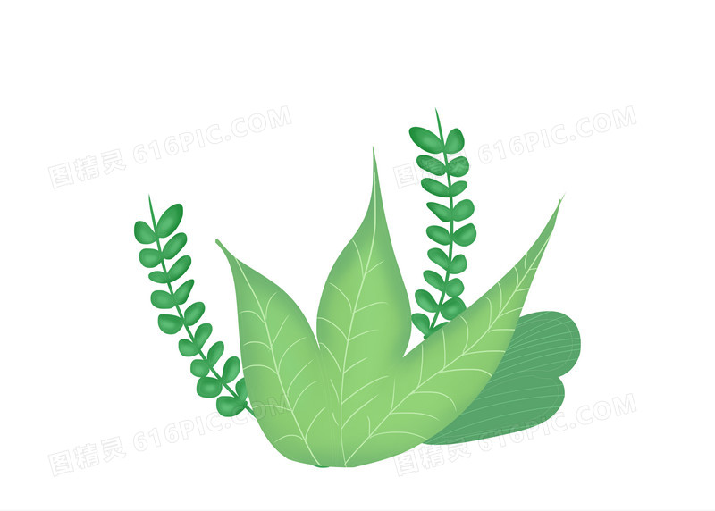 绿色清新系手绘植物素材