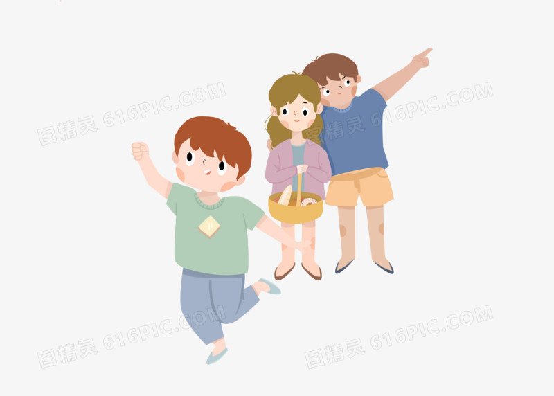 踏青春游卡通素材