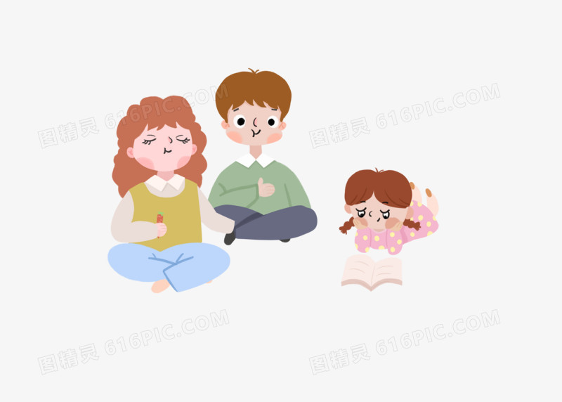 踏青素材卡通可爱小人