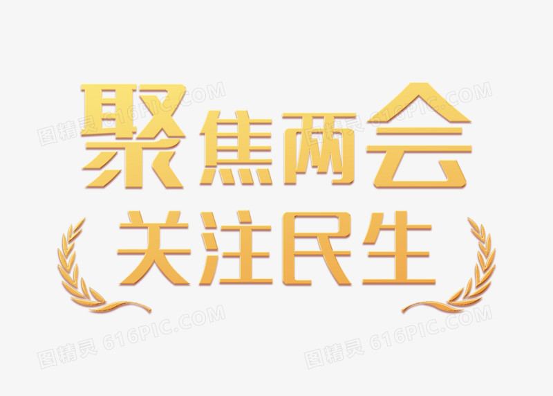 红金大气聚焦两会关注民生字体设计