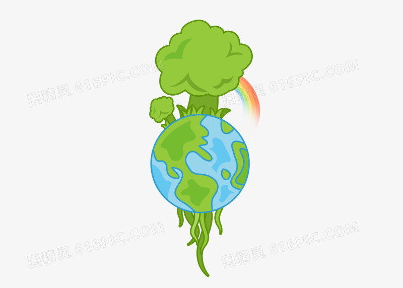 绿色地球创意植树节免扣元素