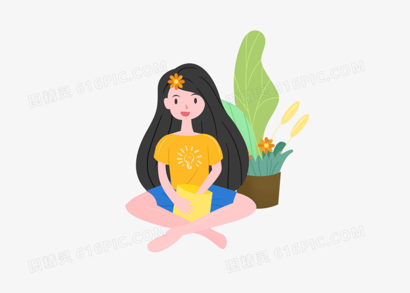 五四青年节宅女吃薯片元素