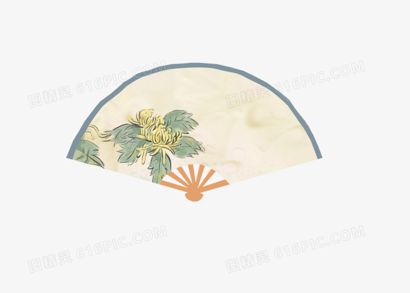 中国古风扇子水墨画元素