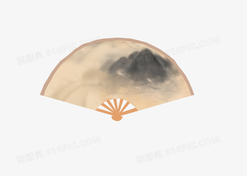 中国风扇子水墨画元素