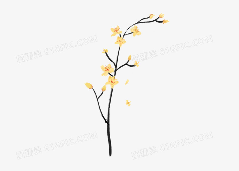 中国风兰花水墨画元素