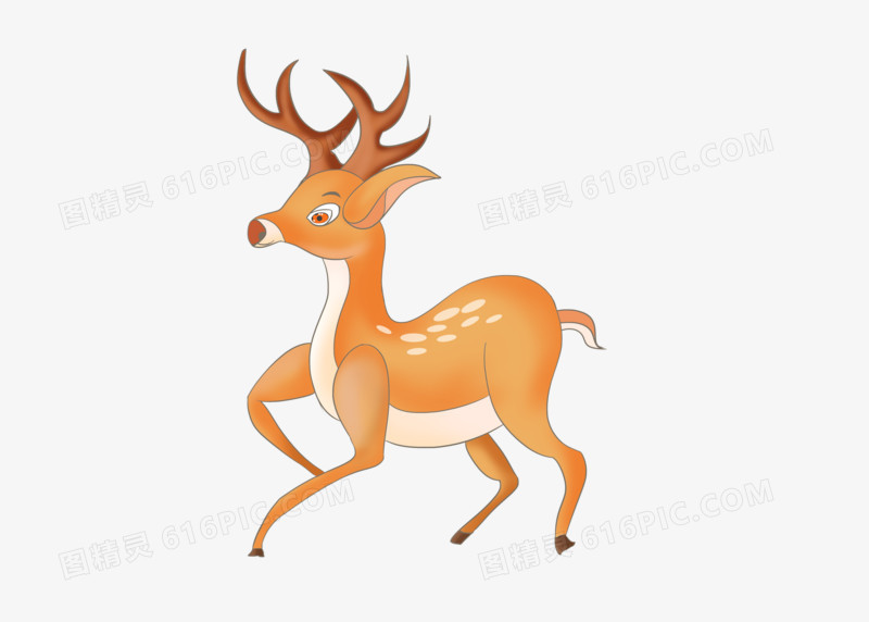 手绘动物插画动物元素小鹿