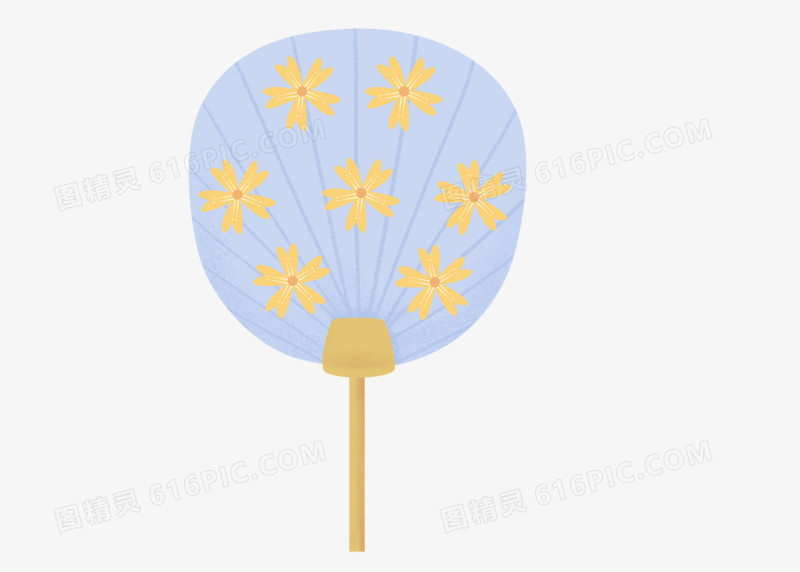 和风扇子手绘小清新花花扇子装饰元素