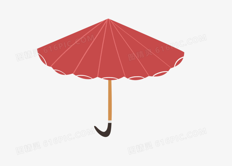 春天雨伞红色手绘可爱古风小清新装饰复古