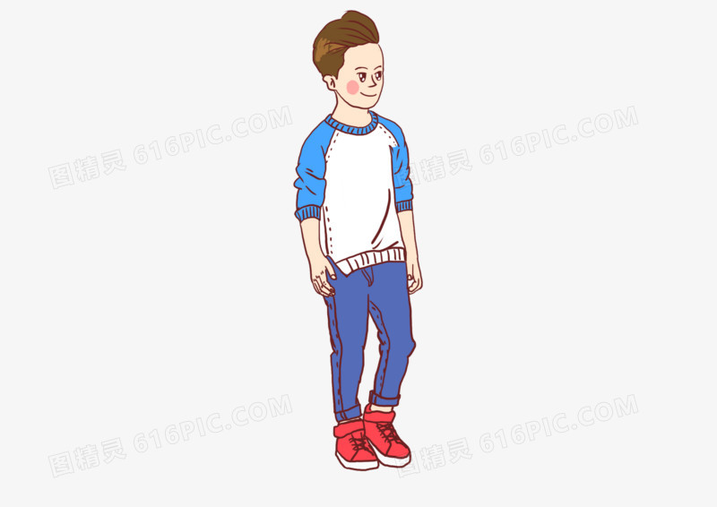 手绘卡通可爱男孩