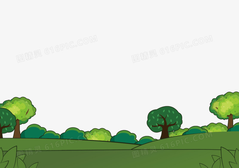 绿色树木的卡通背景
