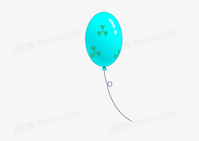 手绘卡通可爱蓝色气球