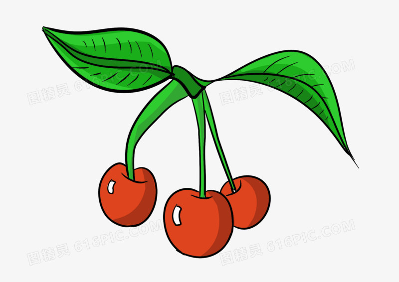 手绘卡通插画简约樱桃