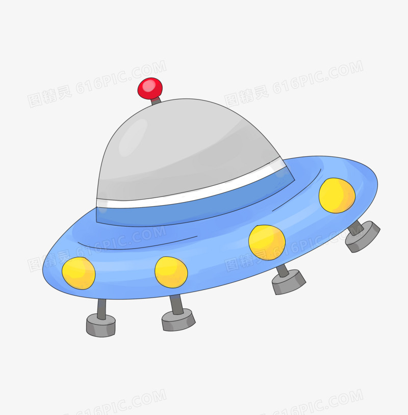 图精灵 免抠元素 卡通手绘 > 灰色蓝色可爱手绘科技宇宙飞船元素
