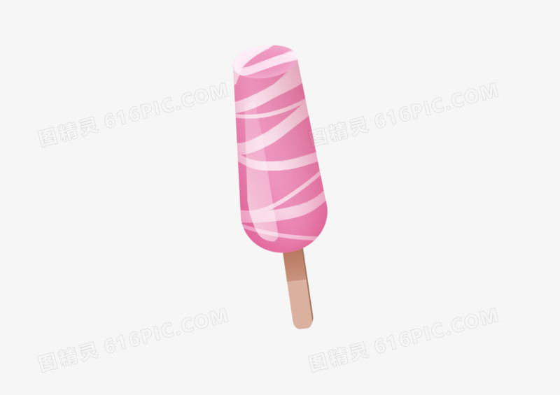 手绘卡通美食粉色柱形冰棍