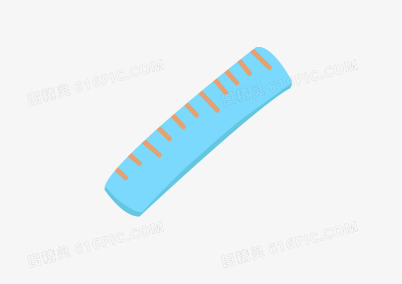 手绘简约小清新蓝色直尺
