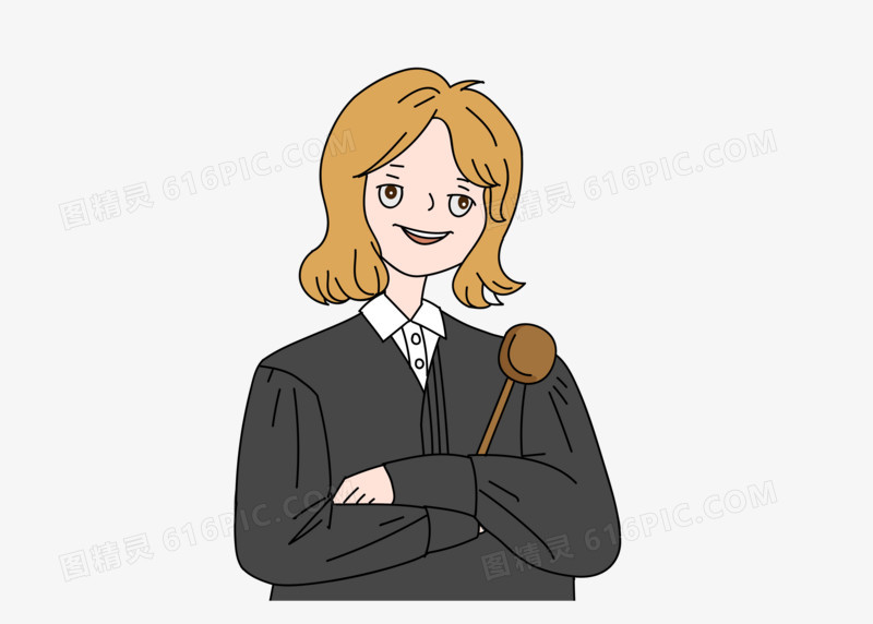 法官手绘美女法官公平正义世界法律日设计元素