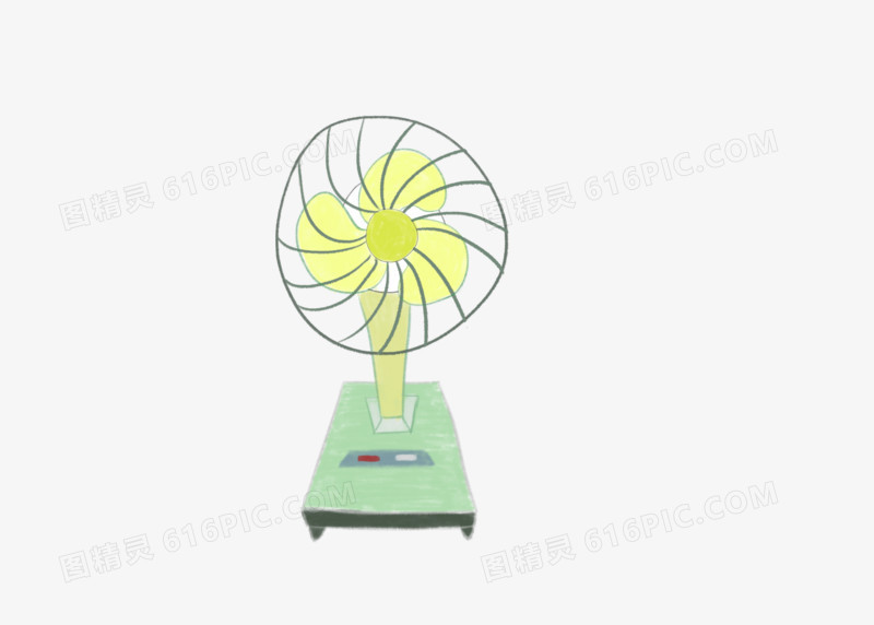 手绘夏天老式素材电风扇