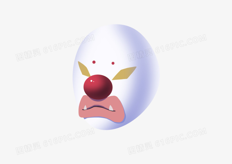 手绘卡通白色小丑面具