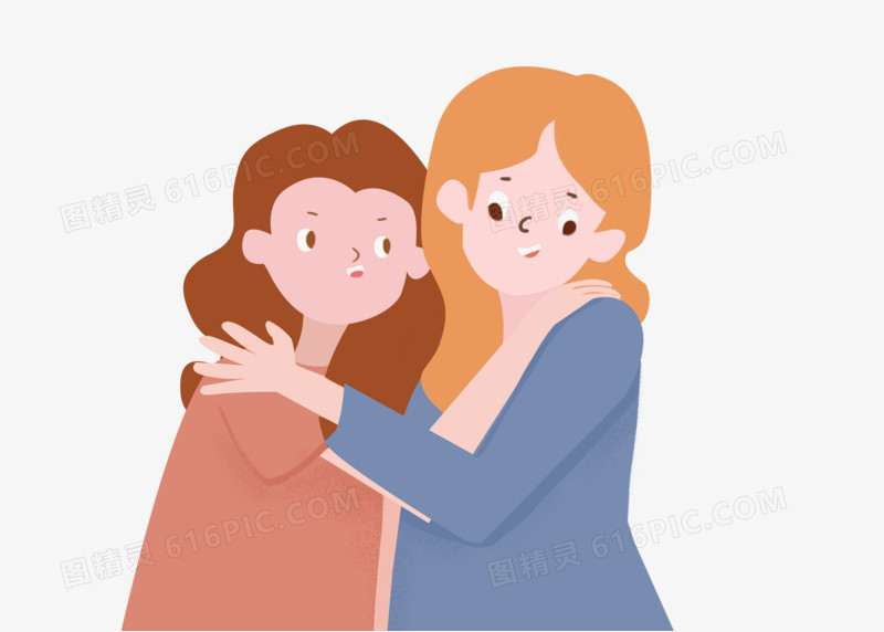 母亲节温暖拥抱母女亲人亲情卡通团圆妈妈幸福开心温馨