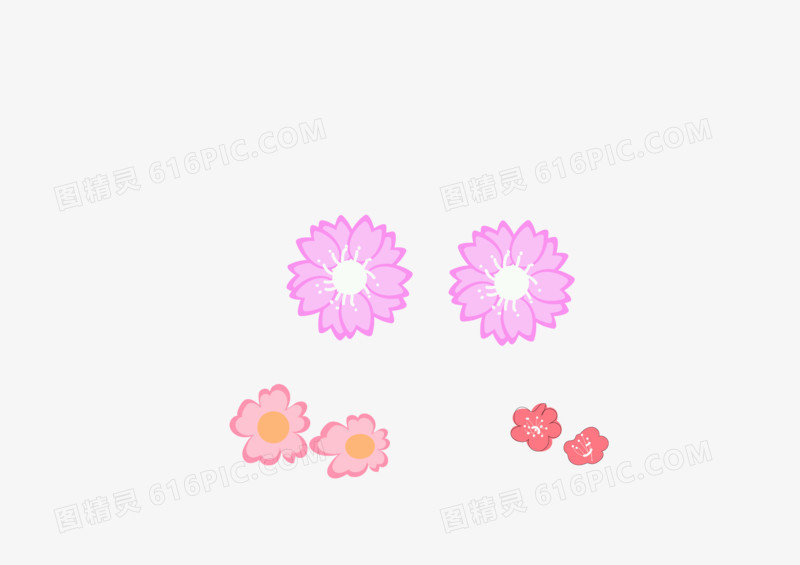 春天手绘矢量图花朵桃花