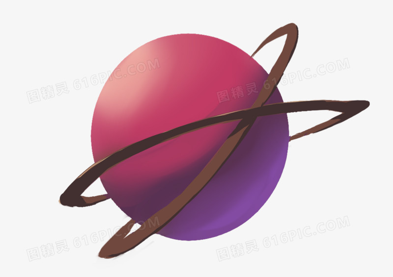 手绘卡通航天红色双环星球
