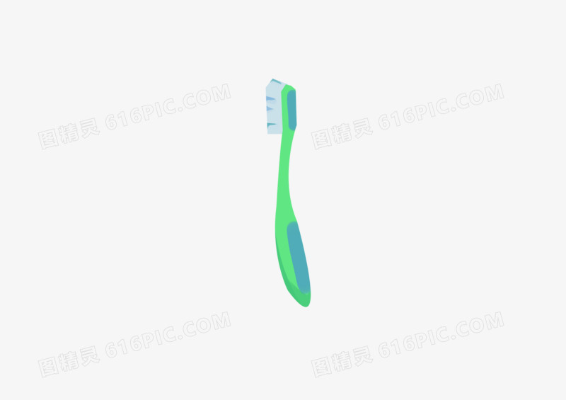 手绘卡通小清新绿色牙刷
