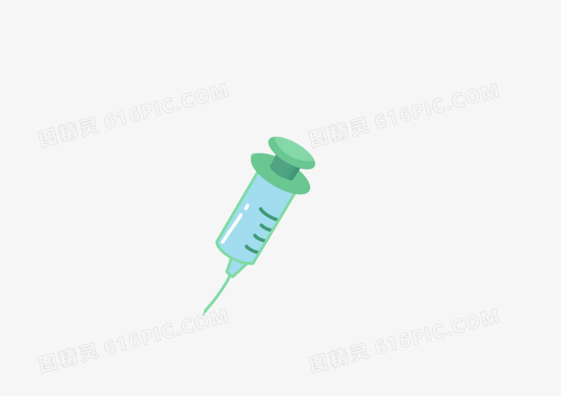 手绘卡通小清新绿色注射器