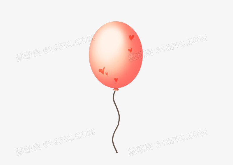 手绘卡通儿童爱心红气球